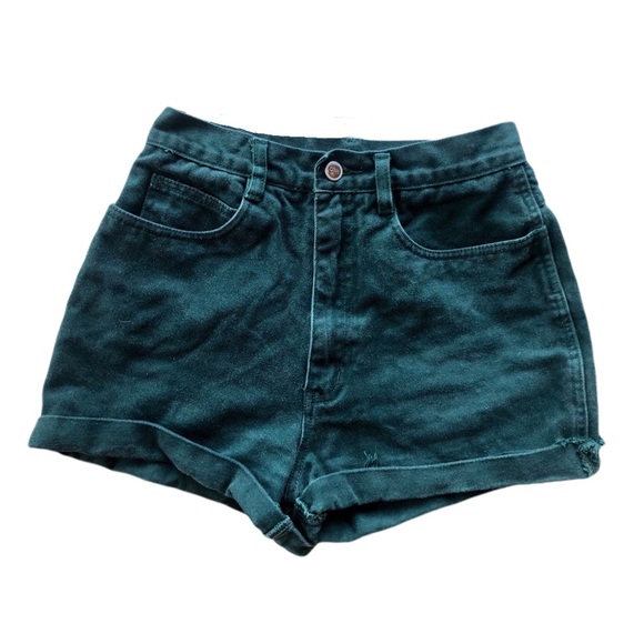 Rio Pants - Upcycled Dark Green High Waisted Jean Shorts